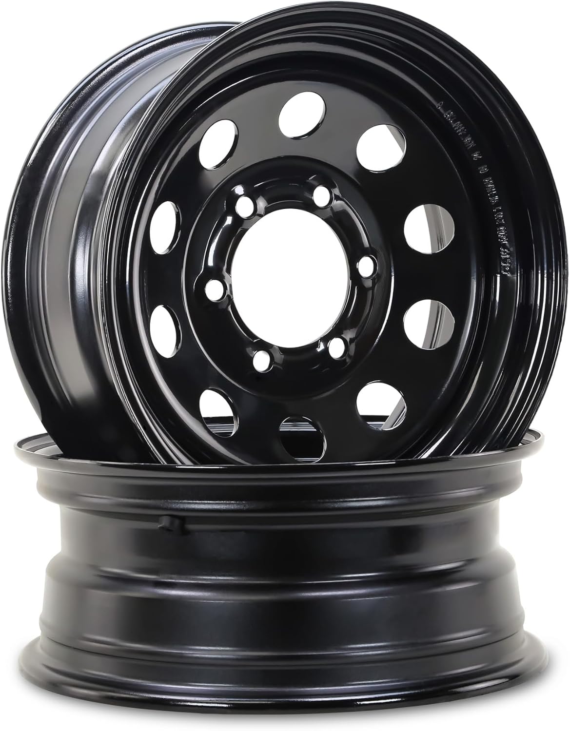 LIBRA 15 x 6 Trailer Wheels 6 Lug on 5.5" Bolt Pattern Black Mod, Set 2-17010