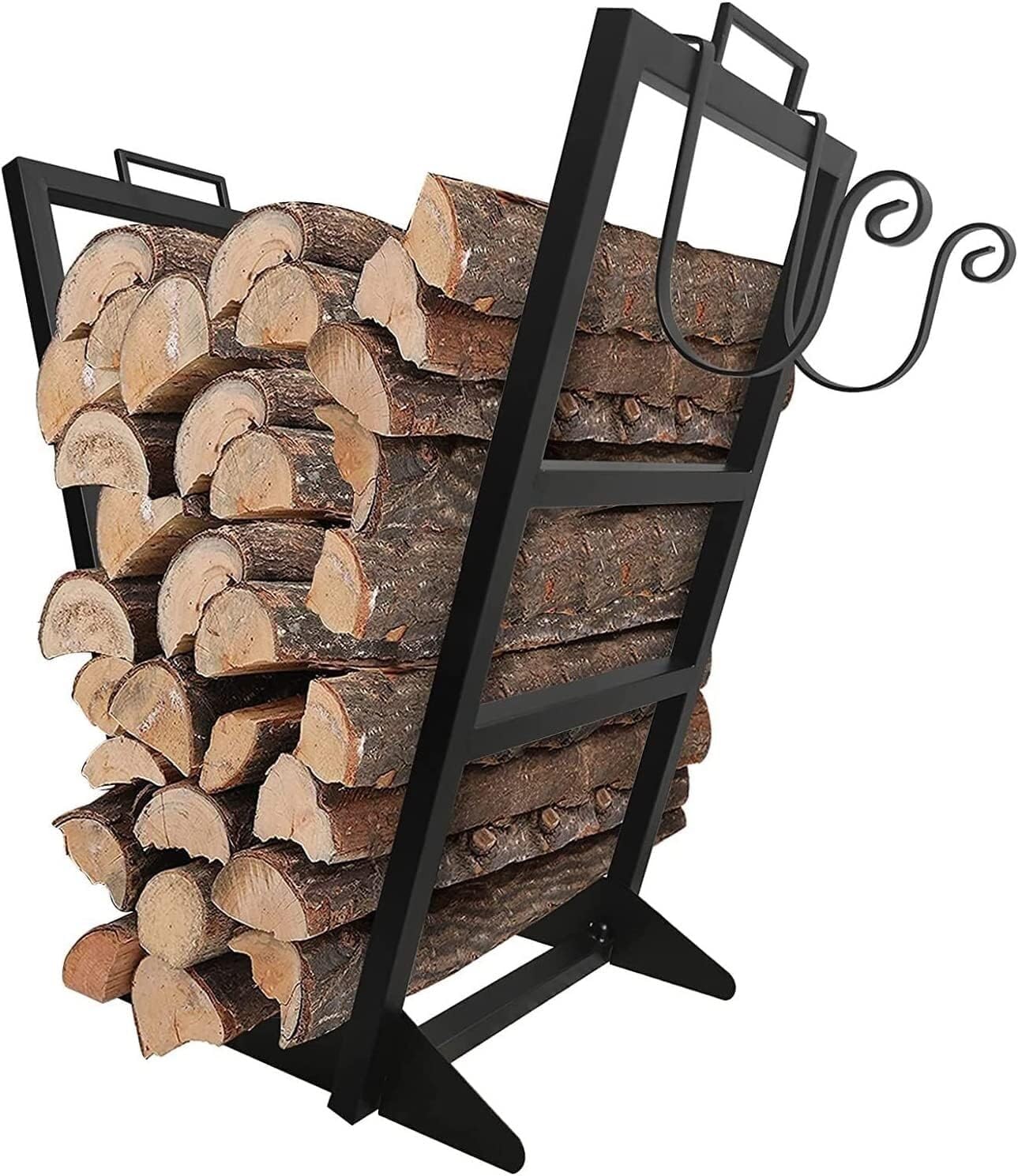Outdoor & Indoor Firewood Rack, Heavy Duty Metal Wood Log Holder For Fireplace, Patio, Yard Lumber Storage