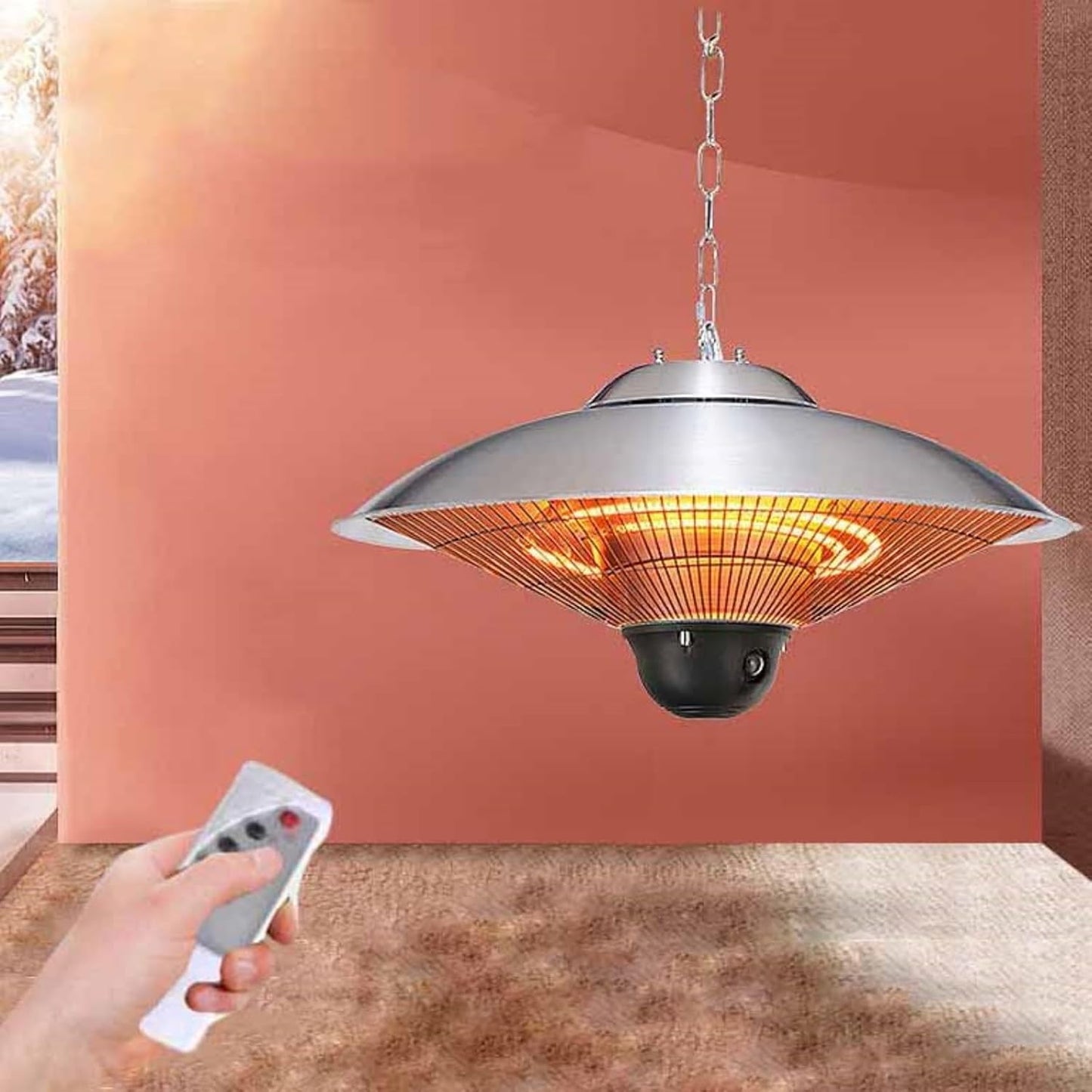 Hanging Patio Heater, Ceiling Mounted Outdoor\/Indoor Heaters, Gazebo Heaters Outdoor, IP44 Waterproof, Free Standing Heater (58.5 * 35CM)(110V)