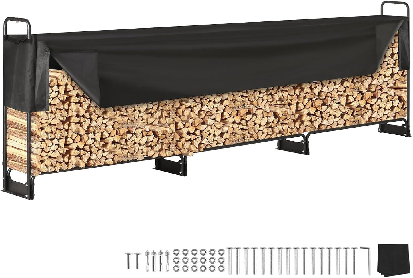 12.7 FT Outdoor Firewood Rack with Cover Firewood Holder 152"x14.2"x46.1"