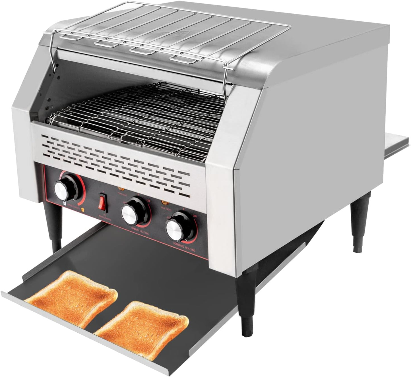 Commercial Conveyor Toaster 450 Slices\/Hour Stainless Steel Conveyor Toaster 2600W Electric Toasters Oven Heavy Duty Countertop Restaurant Toaster for Cafes Bun Bagel Bread