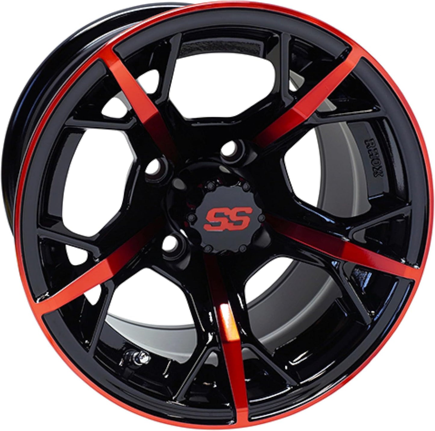 Red Hawk TIR-RX399-BR Wheel Gloss Black with Red, 12x7 ET-25 Golf Carts