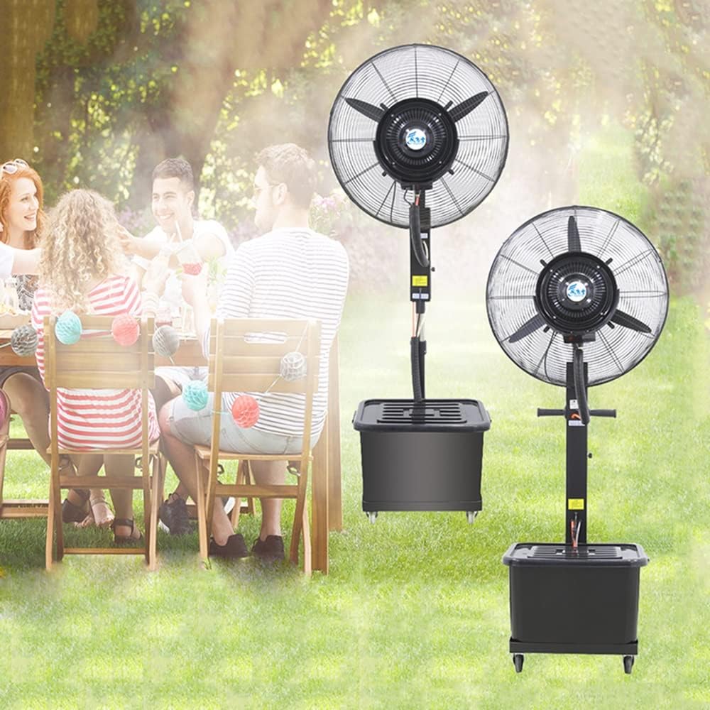 26in Patio Misting Fans Outside Pedestal Cooling Fan 3 Speeds, 90° Oscillation Mister Black With 11 Gal Standalone Tank For Residential Greenhouse (Color : Fixed)