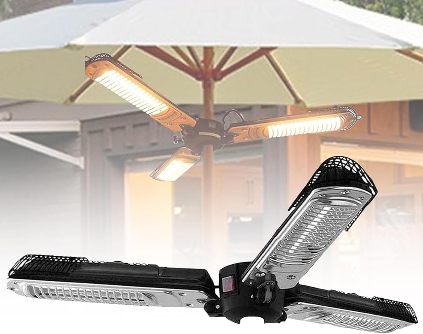 Outdoor Patio Electric Heater, Waterproof, 1500 Watt Infrared Space Heater Umbrella Suitable for Garden and Commercial Use