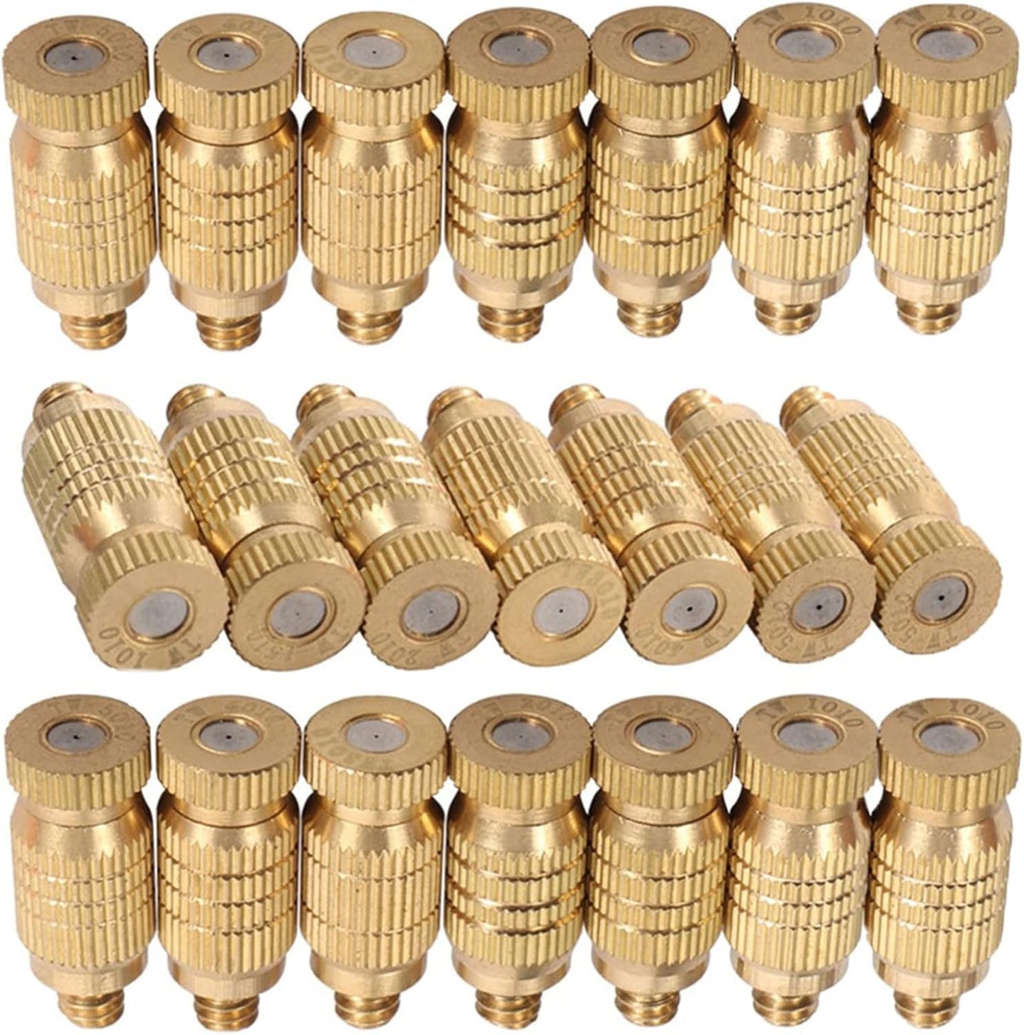 60pcs high pressure mister nozzles brass fog nozzles heads atomizing mist nozzle micro mist nozzles for cooling system fog nozzle atomizing mister sprinkle for patio garden sprayer irrigation tool