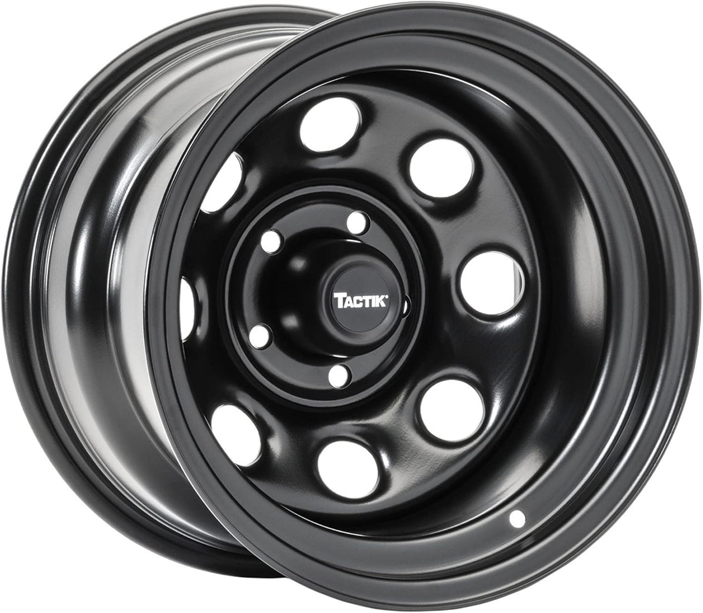 TACTIK Circle 8 Classic 15 Inch Solid Steel Wheel, Black - 15x10, 5x4.5 Bolt Pattern (-38.1mm Offset), 4" Backspace - Fits Jeep 1984-2006 Wrangler, Wagoneer, Comanche, Grand Cherokee TJ YJ MJ ZJ XJ LJ