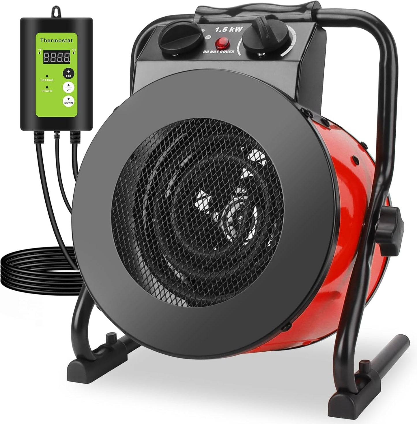 Greenhouse Heater with Thermostat, Outdoor Heaters for Patio, Fast Heating, Overheat Protection, Electric Space Heaters for Winter Plants, Grow Tent, Green House, Flower Room, Garage, Patio