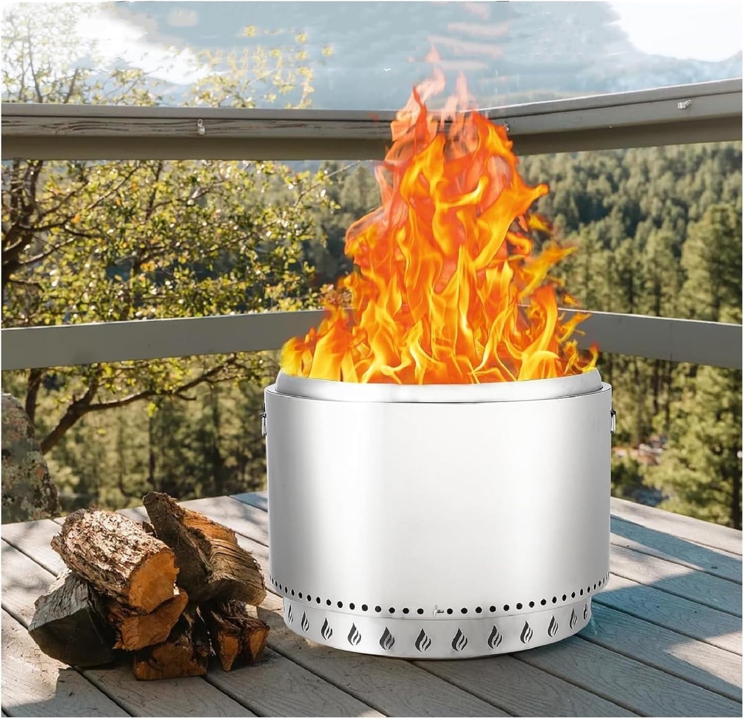 Stove Bonfire 2.0 Smokeless Fire Pit | 16.5" Portable Wood-Burning Firepit with 360° Airflow & Removable Ash Pan | Stainless Steel Outdoor Fireplace for 3-5 People, 17 lbs