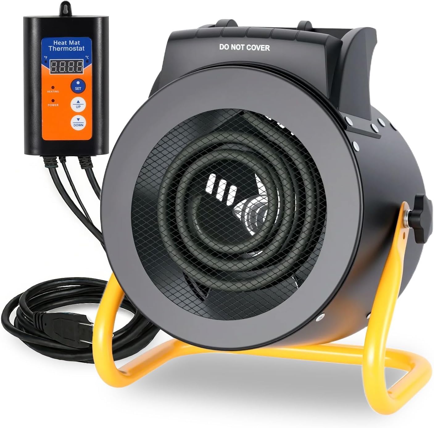 LHUKSGF Greenhouse Heater with Digital Thermostat, 1500W Electric Outdoor Heater, Overheat Protection, Fast Heating, Waterproof for Grow Tent, Green House, Patio, Black