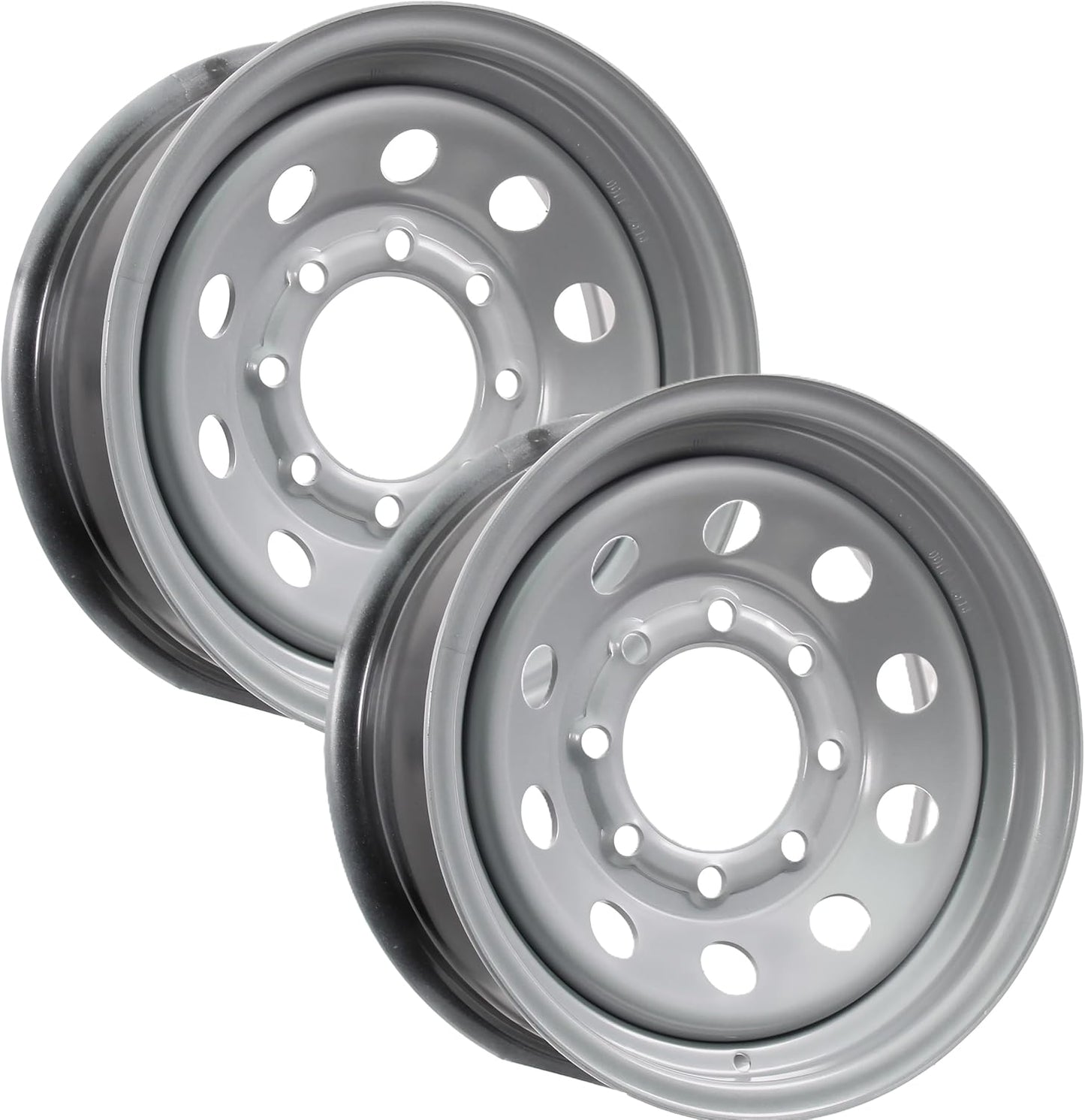 eCustomrim 2-Pack Heavy Duty Equipment Trailer Rims Wheels 16" 16X6 8 Lug Silver Modular