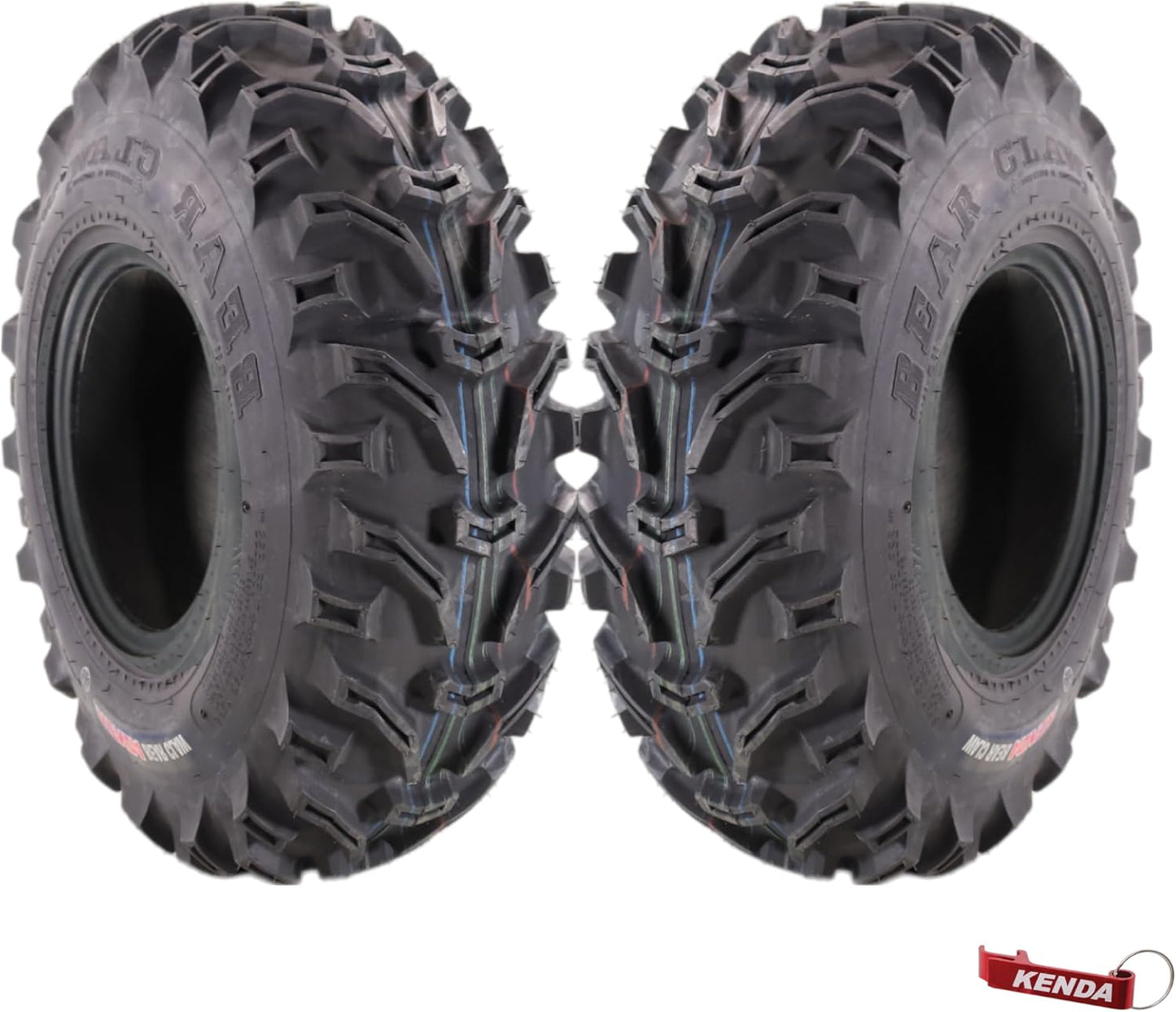 Kenda Bearclaw K299-23x7-10 Front Tires for All Terrain (ATV), UTV, and Side by Side (SxS) Vehicles - 6-Ply - Bear Claw 23x7x10 with Kenda Keychain (2-Pack)