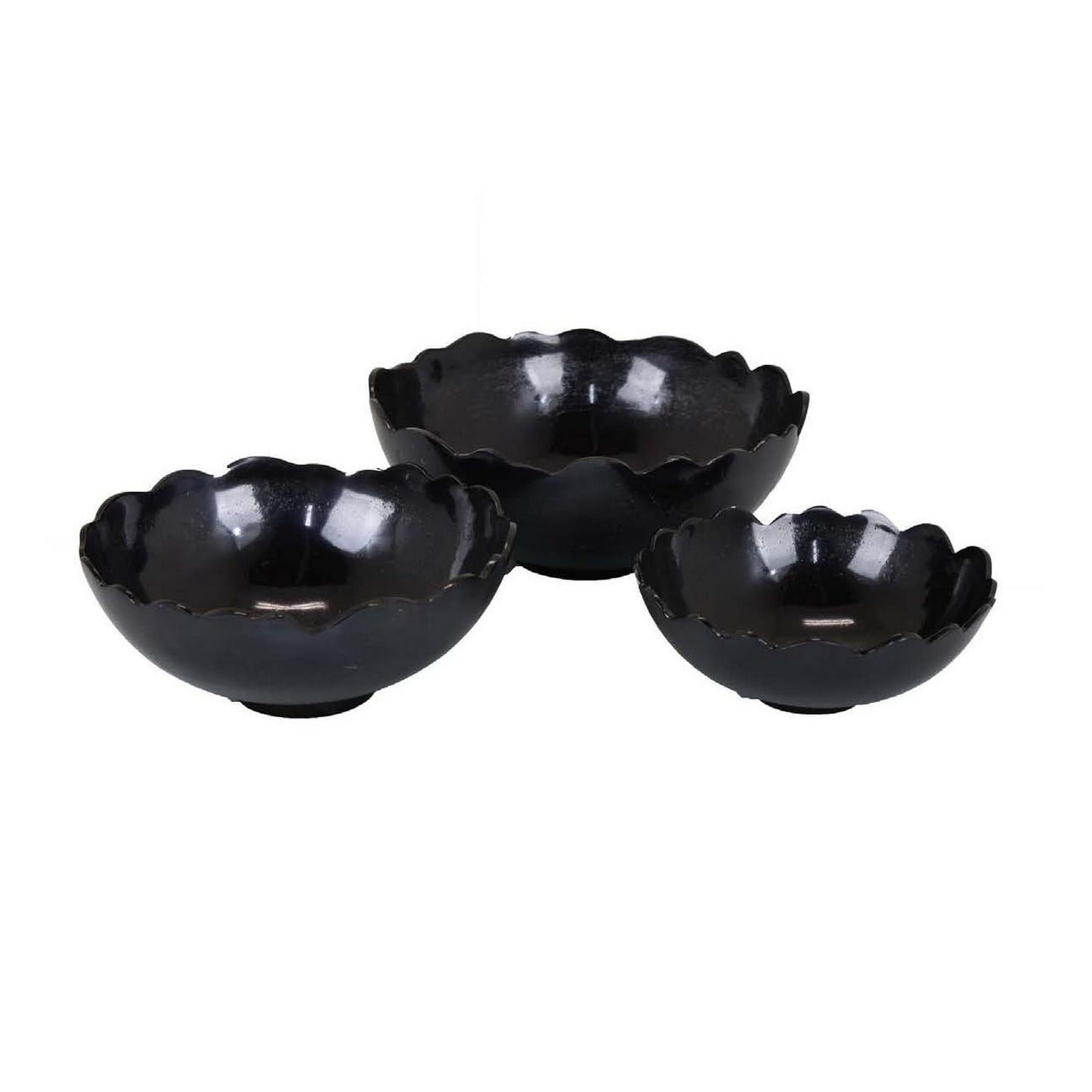 Benzara 3 -Pack Black Metal Modern Decorative bowl