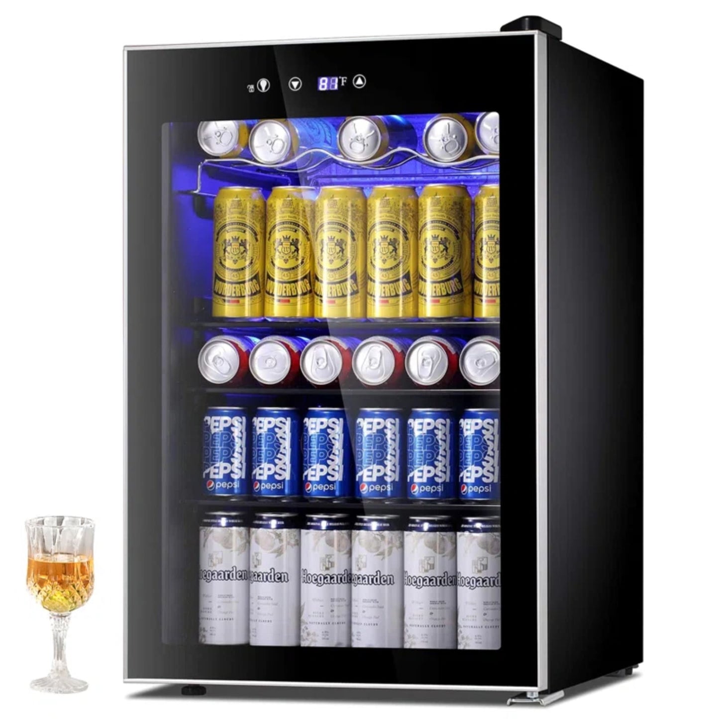 COWSAR 20.28-in W 88 -Can Capacity Glass Freestanding Indoor Beverage Refrigerator with Glass Door