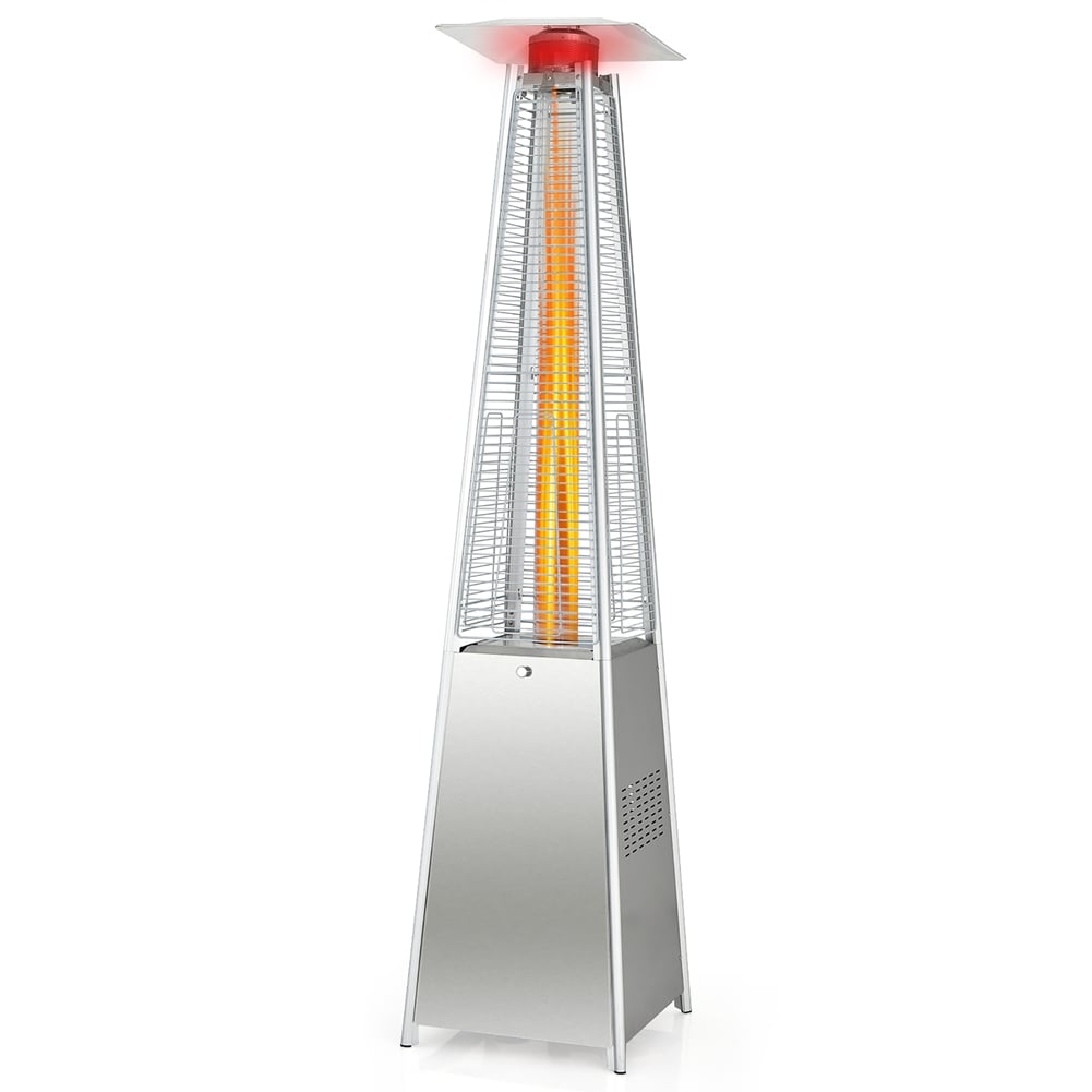 Costway 90 inch Tall Pyramid Patio Heater Quartz Glass Tube Flame Heating 42000 BTU With Wheel