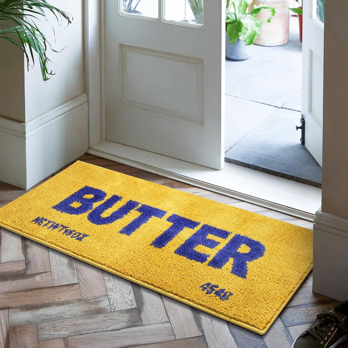 Butter Rug - Bright Yellow Plush Shaggy Non Slip Runner Kitchen Mat and Ultra Soft Accent Rug for Living Room Bedroom or Entryway - 47"x20" Fluffy Indoor Carpet