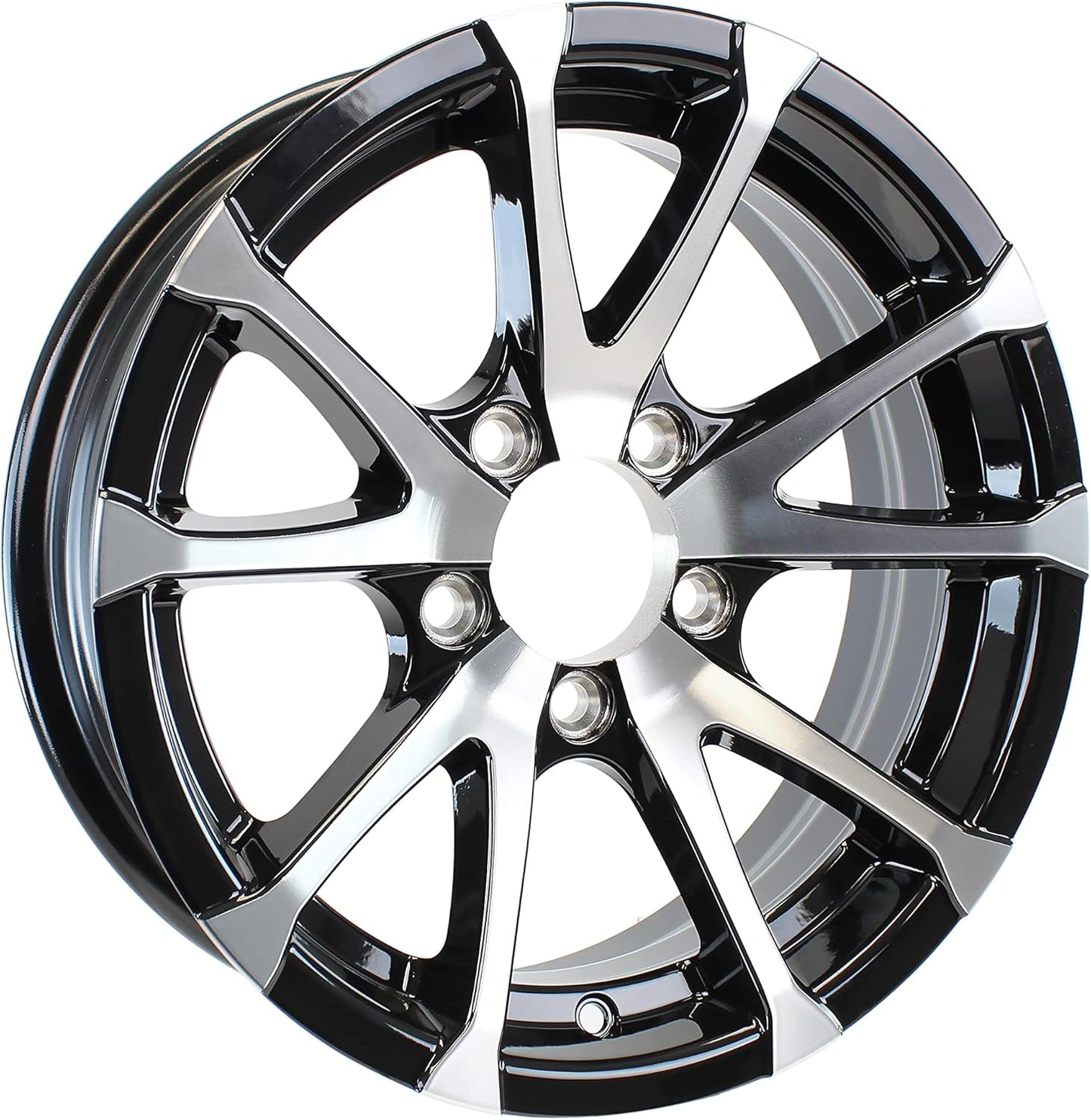 eCustomrim Aluminum Trailer Wheel 12X4 12" Rim Black and Machined 5 Lug