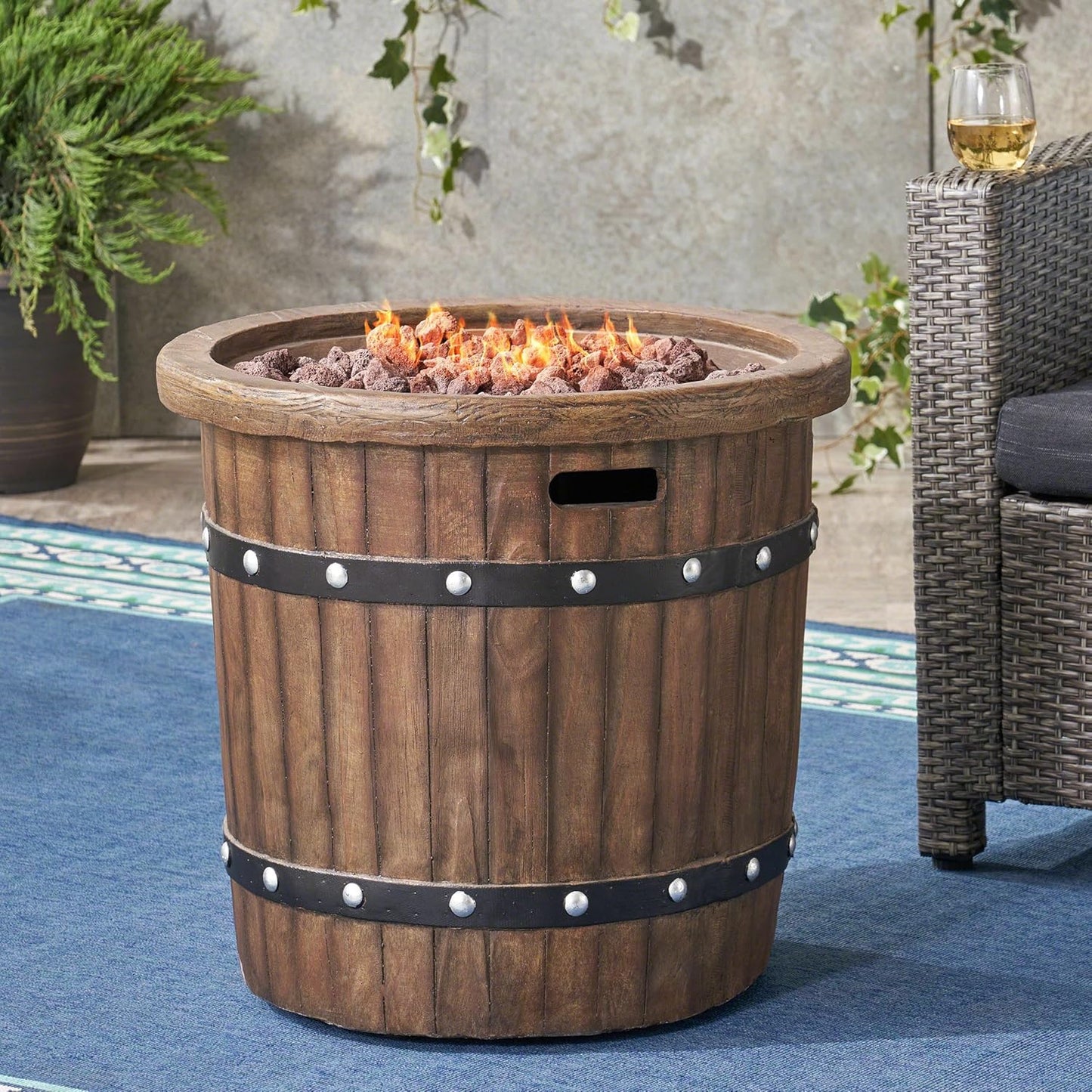 Merax 25" Round MGO Fire Pit - 40,000 BTU for Backyard Comfort,Gray