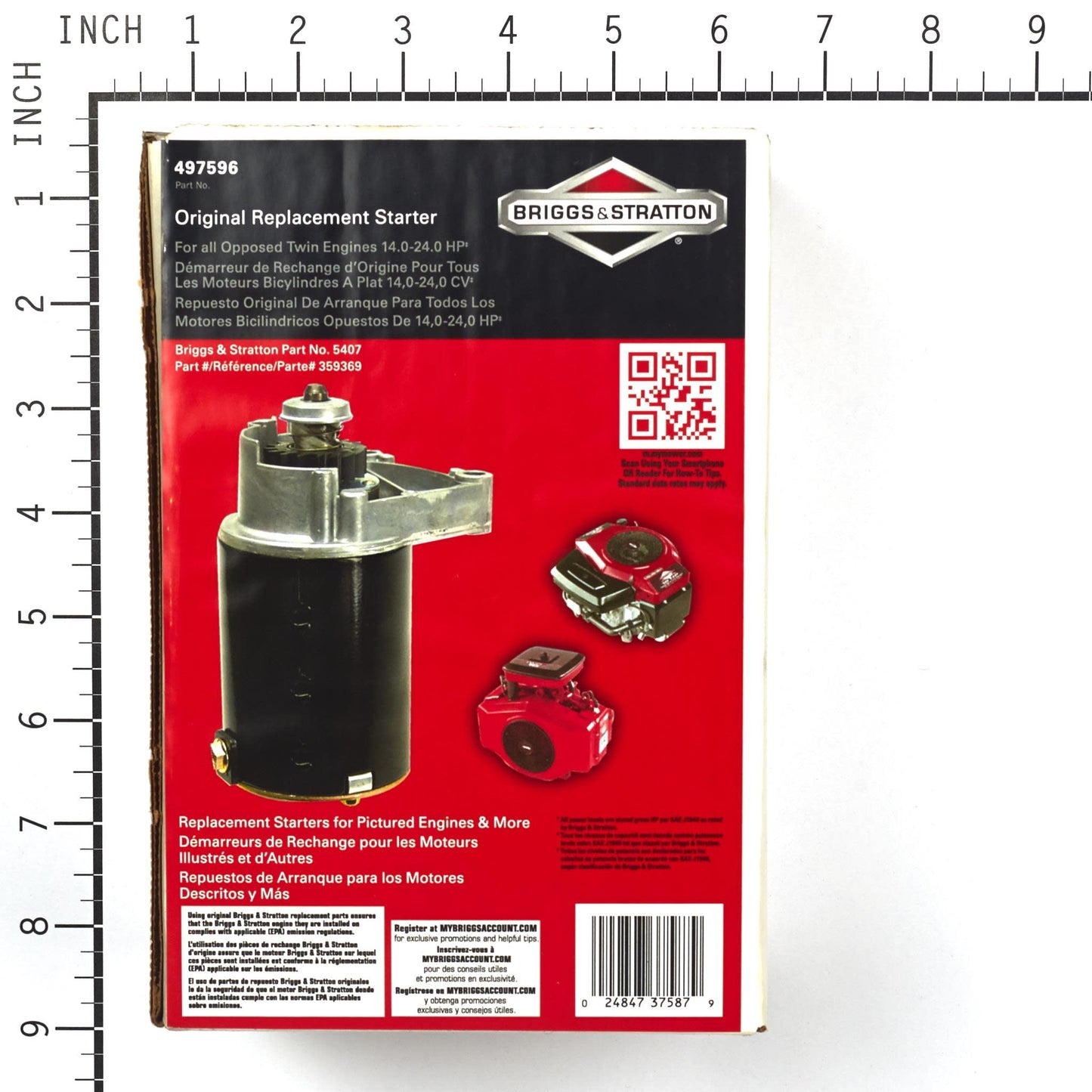 Briggs & Stratton Genuine Electric Starter Motor for 14-24 HP Opposed Twin Cylinder Engines