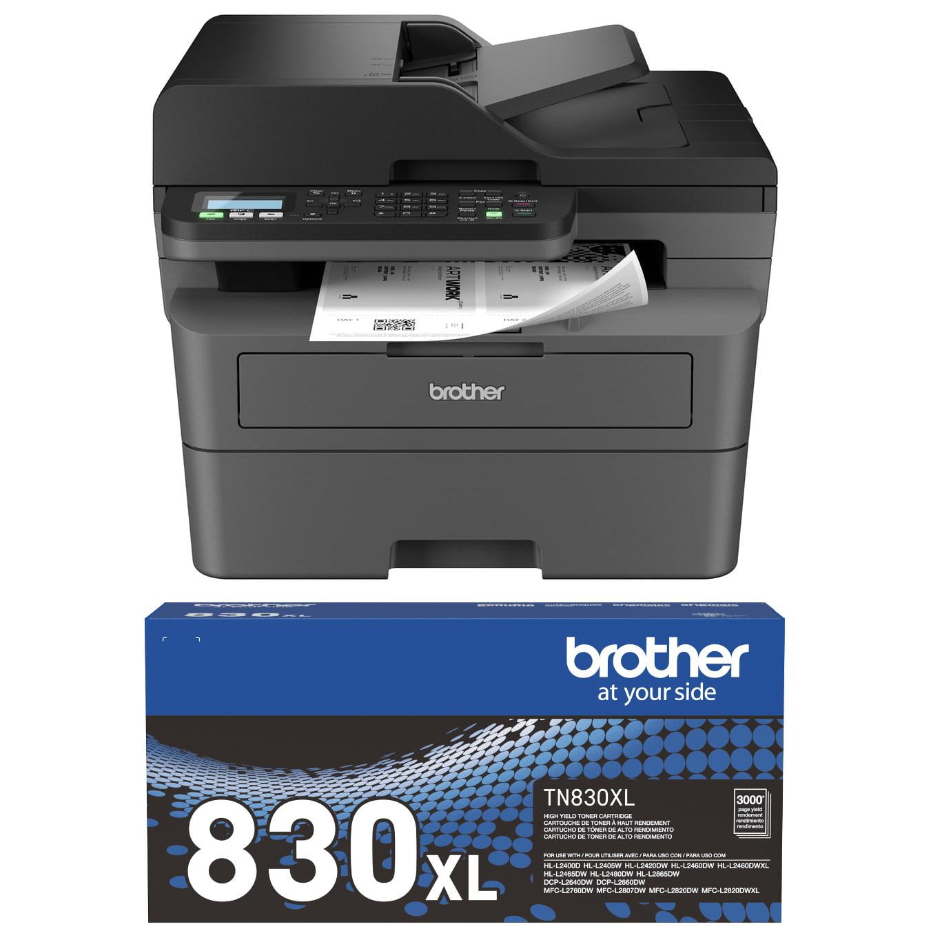 Brother MFC-L2760DW Wireless Compact Monochrome All-in-One Laser Printer Plus Toner (Bundle)