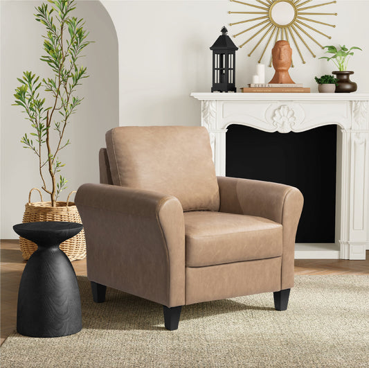 Lifestyle Solutions Alexa Club Chair, Brown Faux Leather