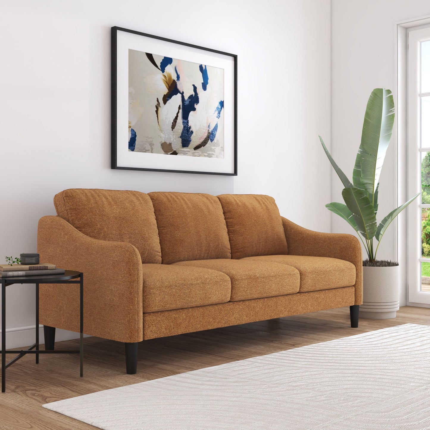 Mainstays Westley Swoop Arm Sofa, Burnt Orange