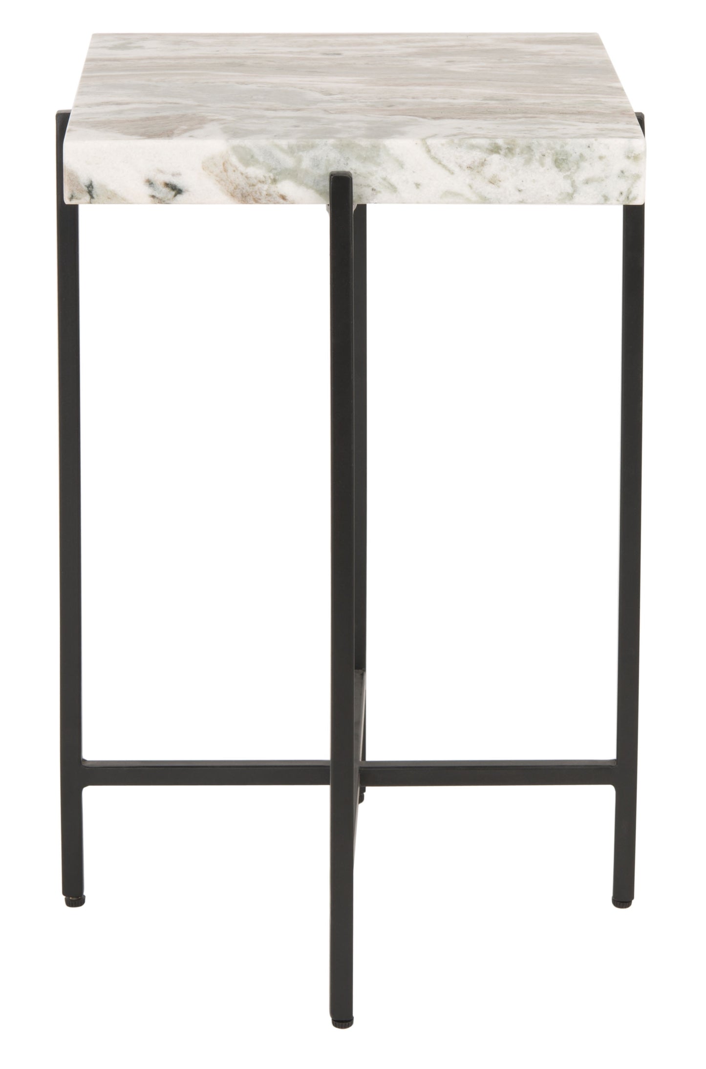 SAFAVIEH Tenzin Multi Gray Stone/Black Square Marble End Table (16.3 in. W x 16.3 in. D x 24.5 in. H)