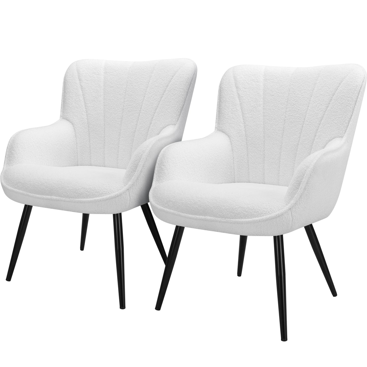 TrumanPick Velvet Accent Chair Set of 2 Comfy Wingback Armchair Modern Vanity Chair with High Back for Living Room, White