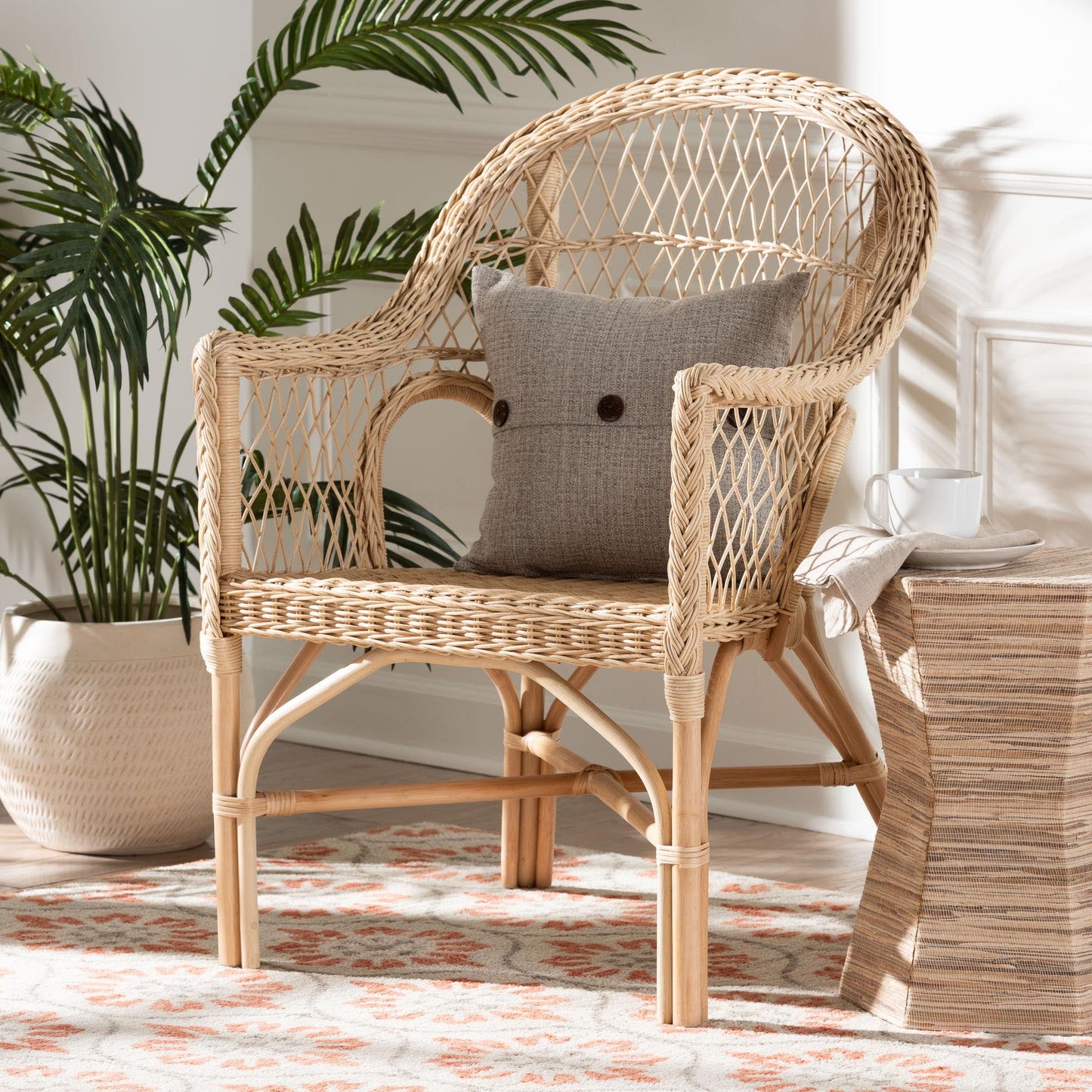 bali & pari Zaira Boho Arm Chair, Natural