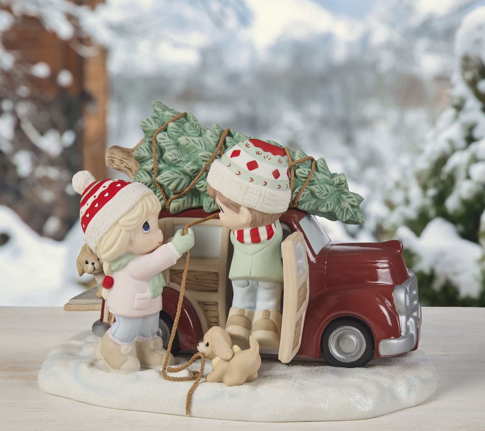 Precious Moments Couple with Tree on Car