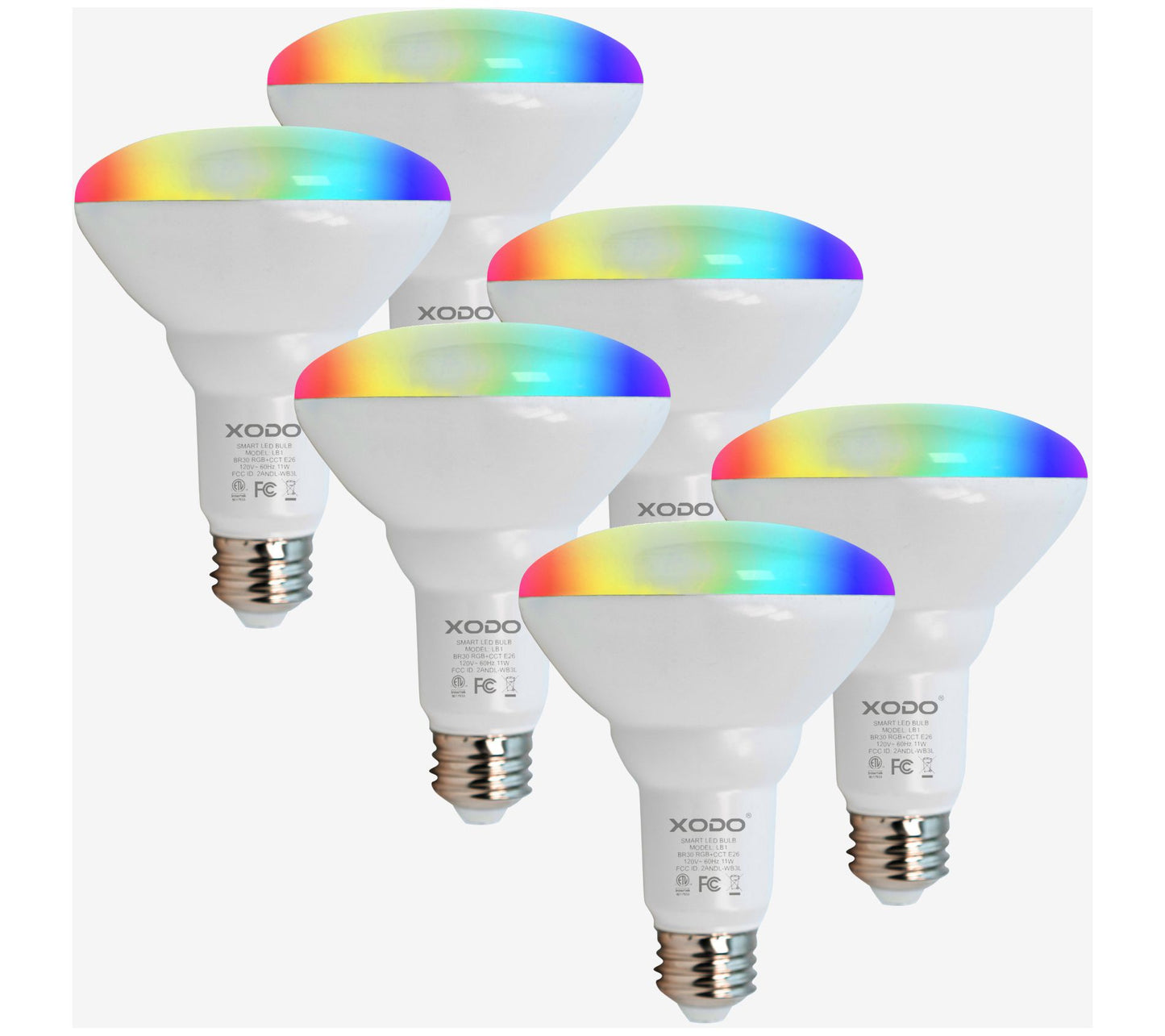 XODO Smart Floodlight LED Bulb 6-Pack Multi-Color WiFi E26 11
