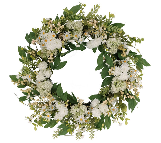 Puleo 30" Chrysanthemum and Daisy Floral SpringWreath