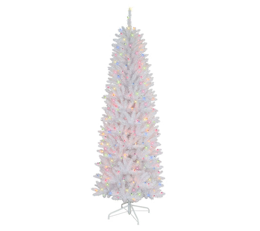 Puleo Pre-Lit 6.5' Pencil White Fraser Fir Chri stmas Tree