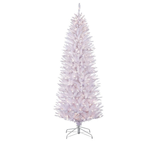 Puleo 7.5' Pre-Lit White FraserFir Pencil Chris tmas Tree