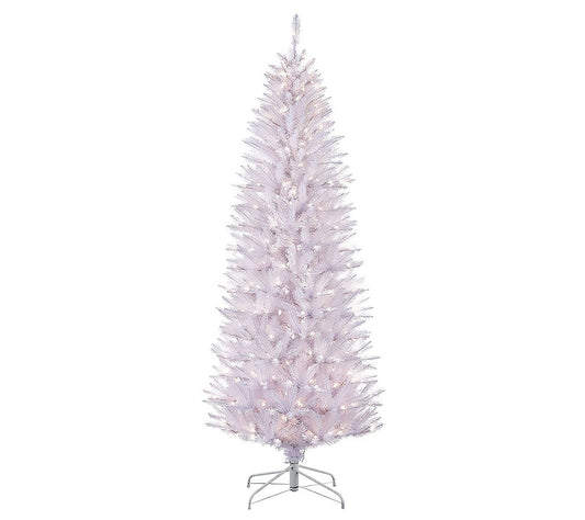Puleo 6.5' Pre-Lit White Fraser Fir Pencil Christmas Tree