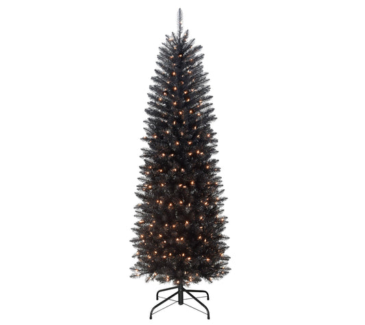 Puleo Pre-Lit 6.5' Black Pencil Fraser Fir Chritmas Tree