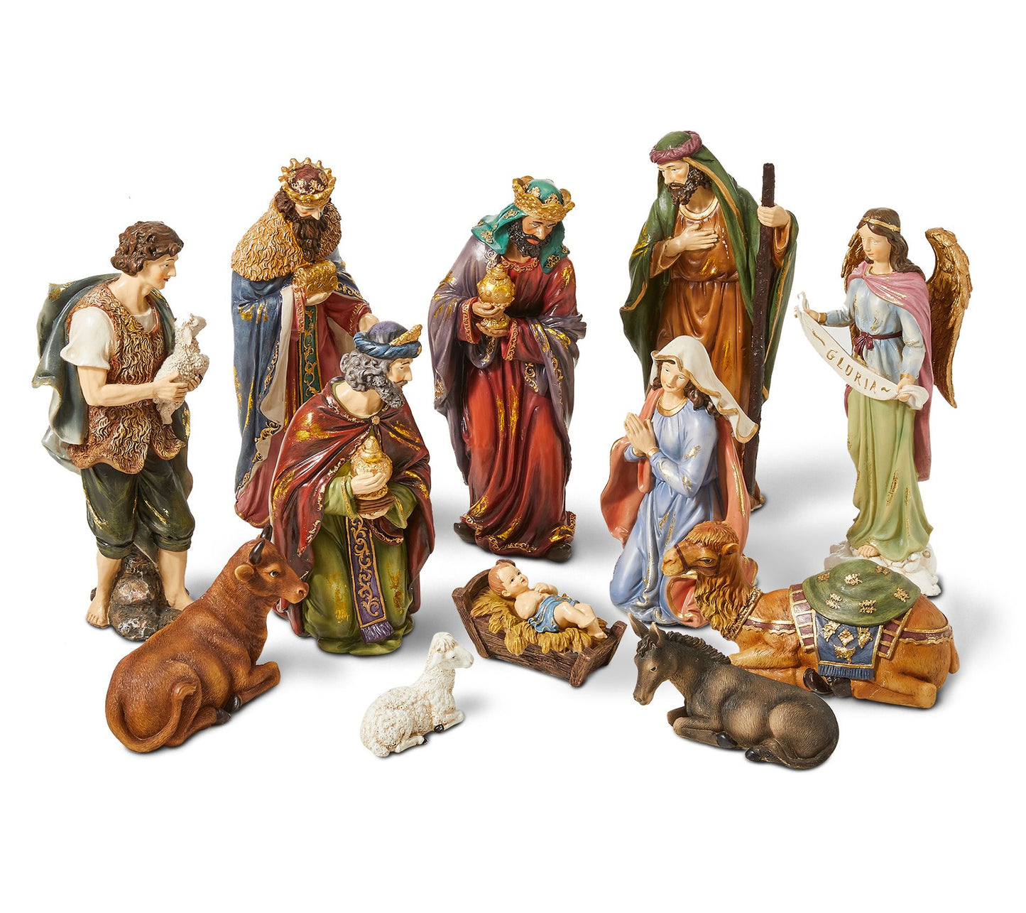 Glitzhome Oversized Resin Nativity Scene Figuri nes S/12