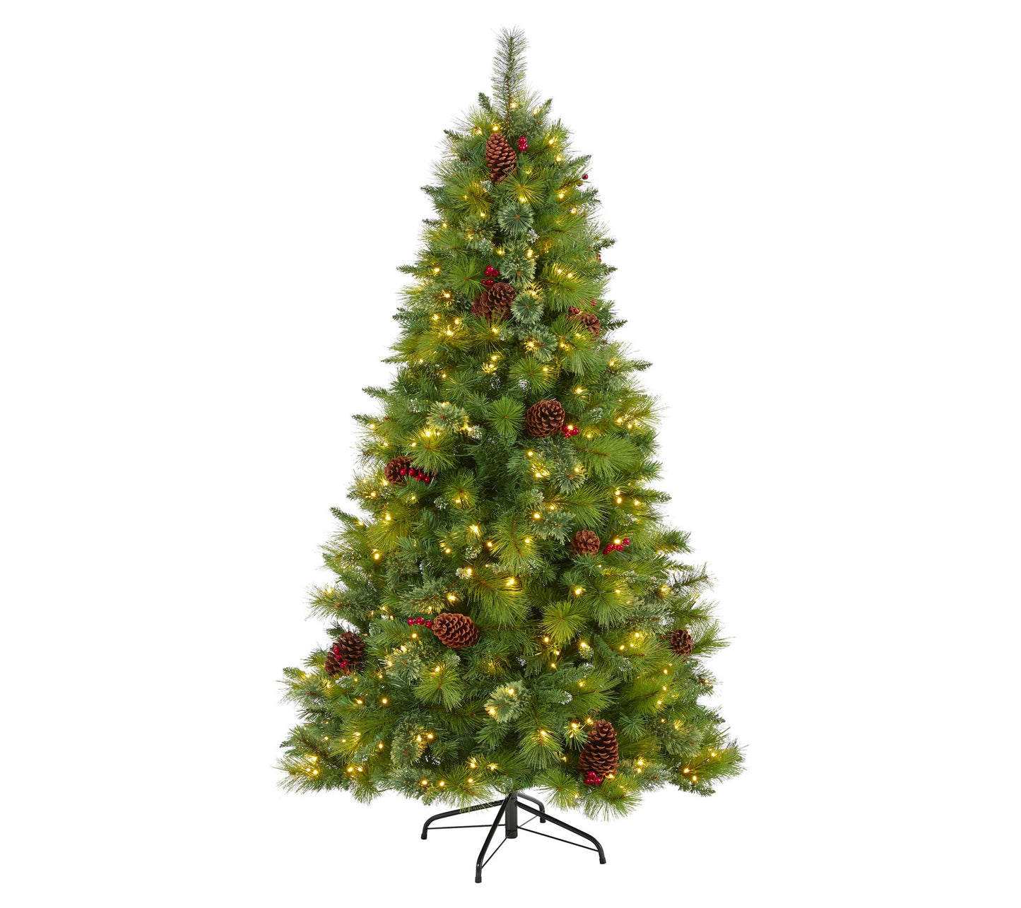 Nearly Natural 6' Christmas Tree w/Pine Cones 350 Clear LED