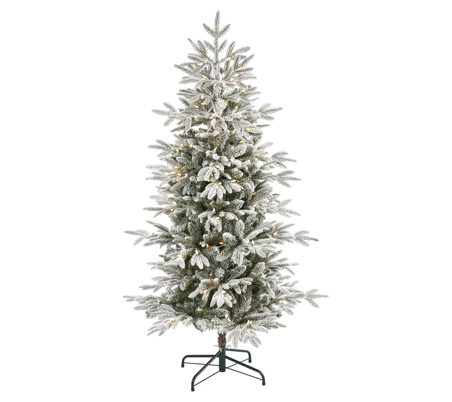 Nearly Natural 5.5'Flocked Manchester Spruce Tree w/200 LED