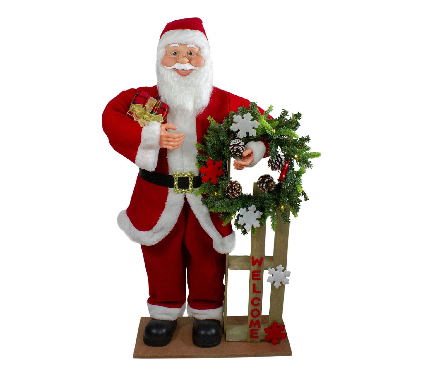 Northlight 3' Santa Holding a Wooden Sleigh "Welcome" Sign