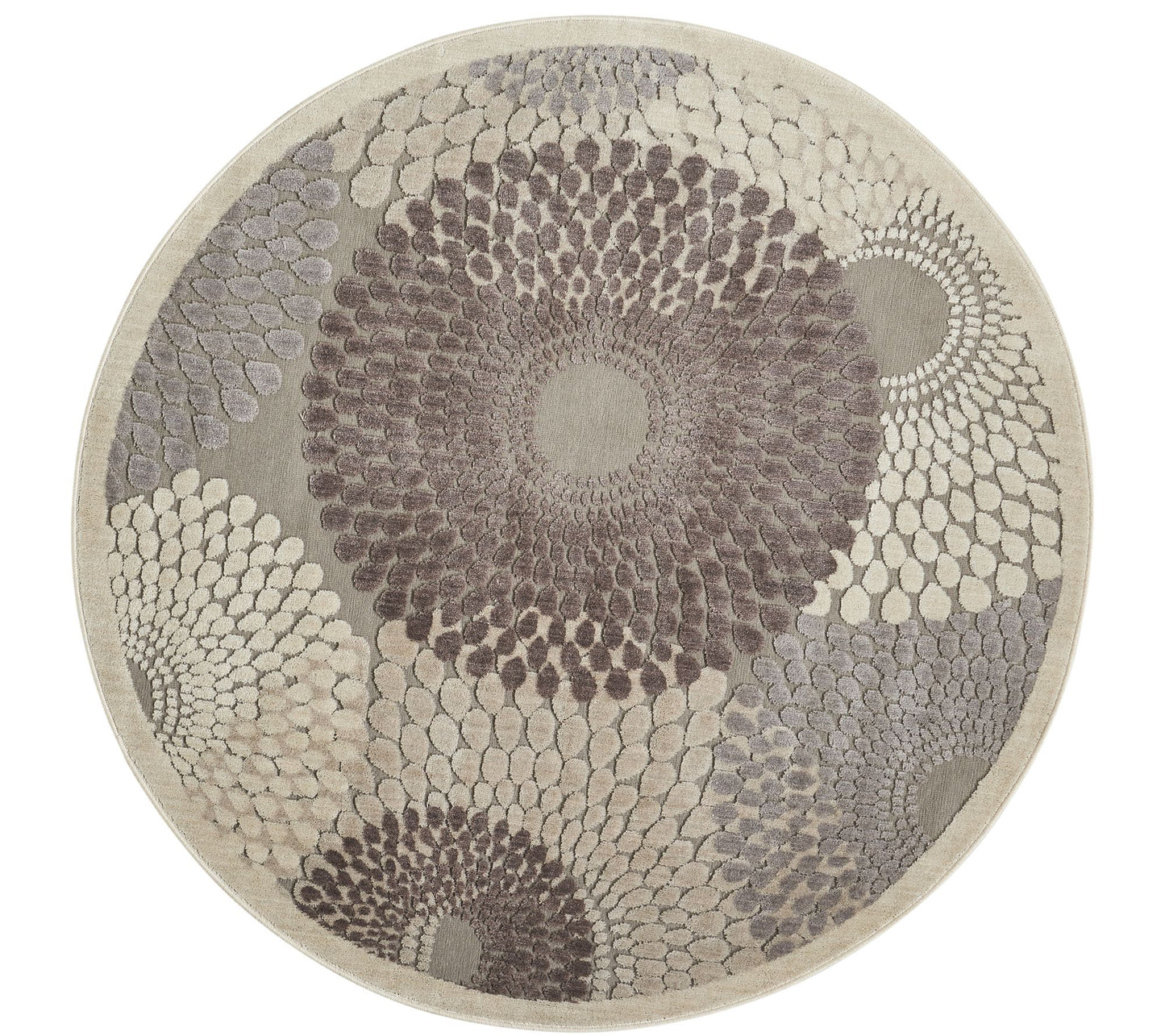 Nourison Graphic Illusions Grey 5'3" Round AreaRug