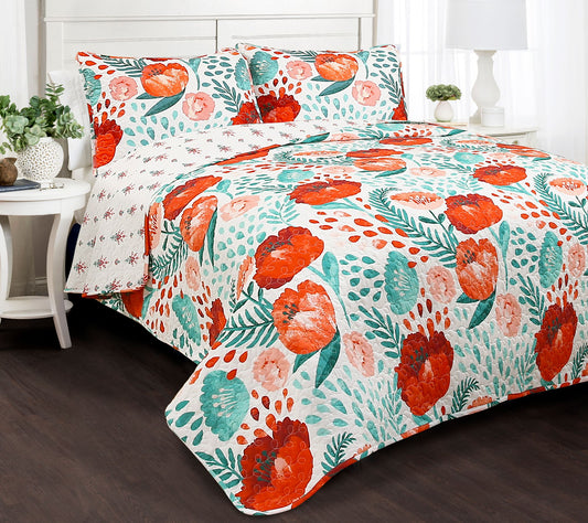 Poppy Garden 3-Piece Full/Queen Quilt Set by Lush Decor