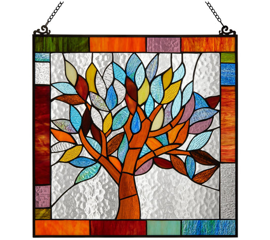 River of Goods 18"H Stained Glass Mystical TreeWindow Panel