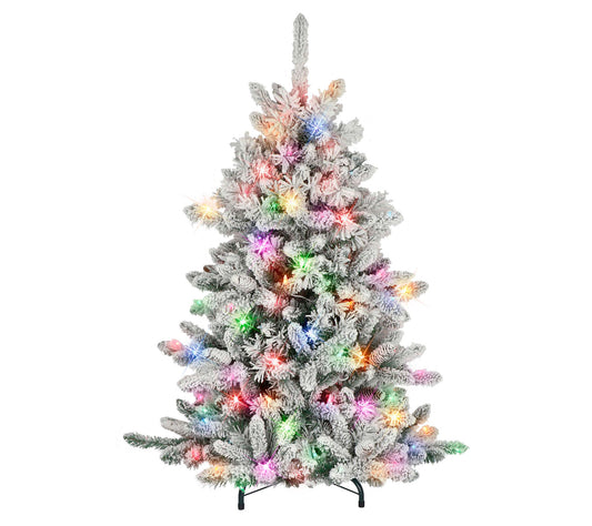 Puleo 4.5' Prelit Flocked Bennington Fir Tree,54 Tips