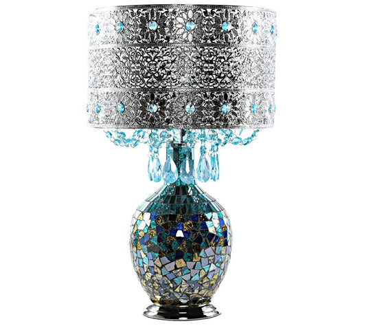 River of Goods Metal & Mosaic Table Lamp With Cystals