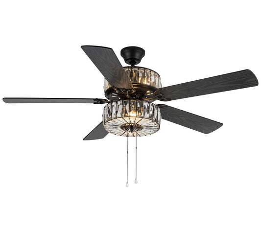 River of Goods 52"W LED Caged Clear Crystal Ceiling Fan