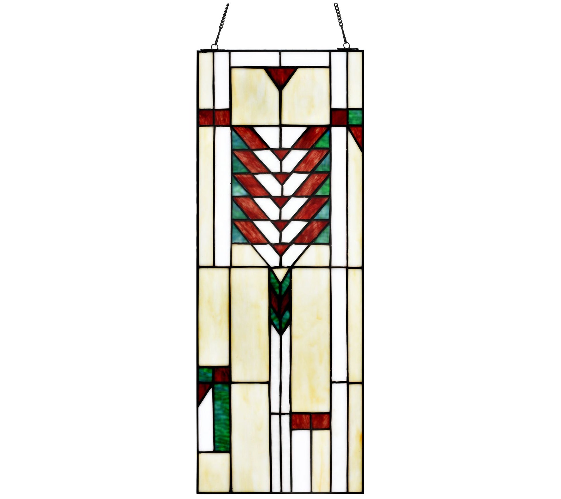 River of Goods 23"H Prairie-Style Stained Glass Window Panel