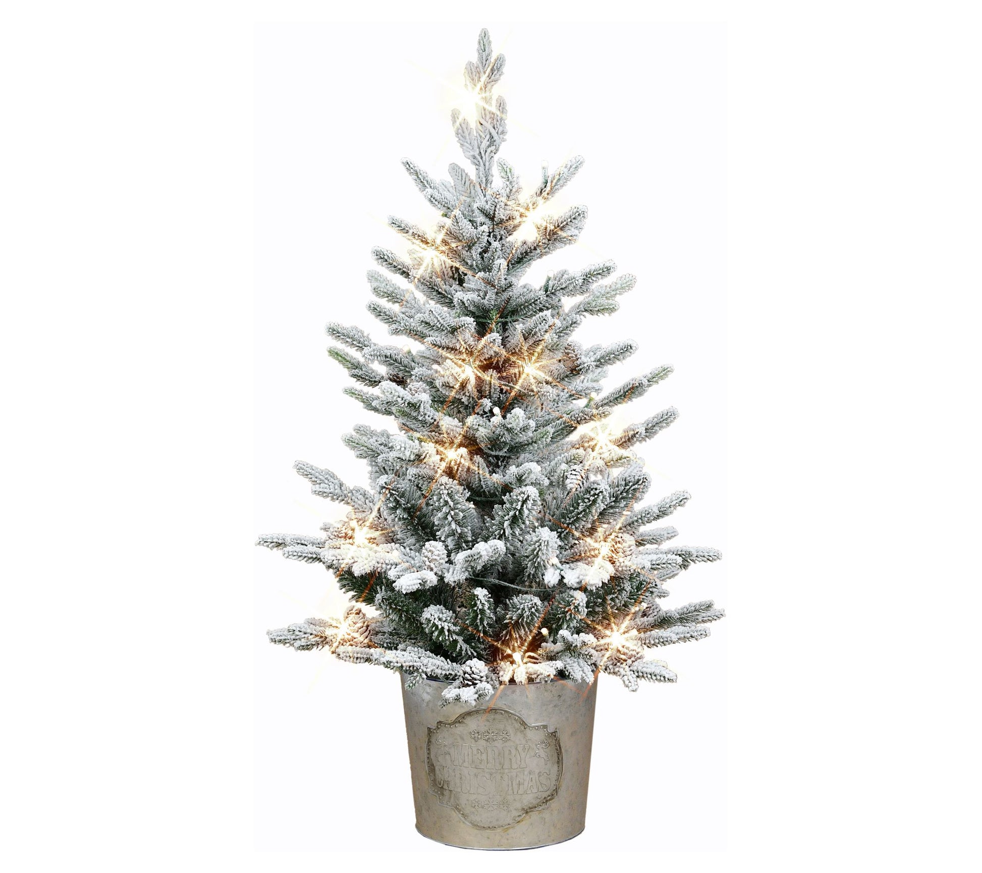 Puleo 3' B/O Potted Flocked Tree, 458 Tips, 50arm White