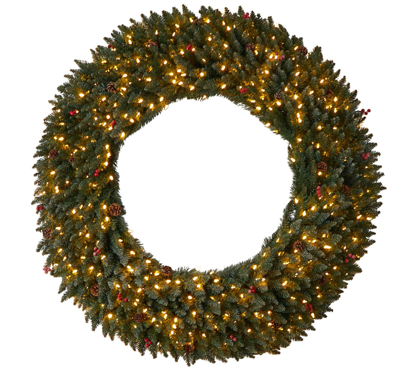 Nearly Natural 5' Large Flocked Christmas Wreath w/400 Lights