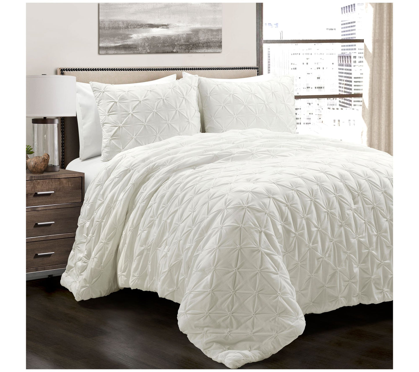 Lush Decor Ravello Pintuck Comforter 3-Piece Set Full/Queen