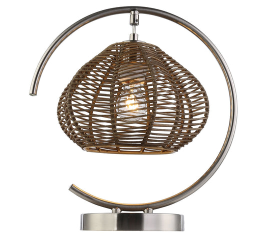 River of Goods 13.75"H Brushed Nickel Iron Rattan Table Lamp